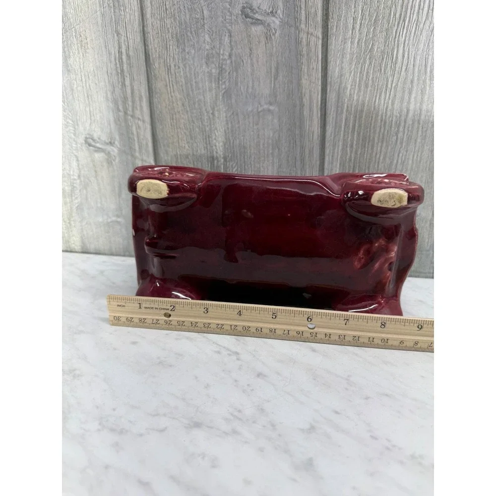 Vintage Ceramic Antique Car Planter Burgundy Red Model T Novelty Pottery Vases